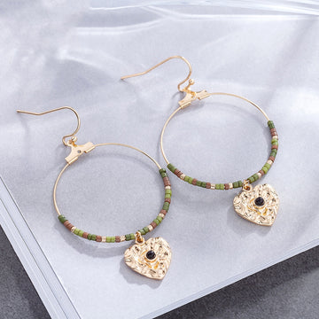 Beads Hoop Earrings for Women Heart Earring Gold Color Women's Earring Beautiful unicorn boucle orbellen Pendientes Jewellery daiiibabyyy